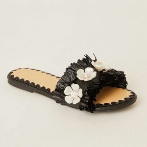 NWB BTB Los Angelas Bali Black Floral Slides